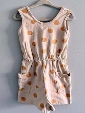 Alice + Ames The Tank Shortie Jumpsuit in Neutral Polka Dot GUC 4T